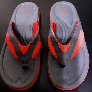 Red and Gray Flip Flops